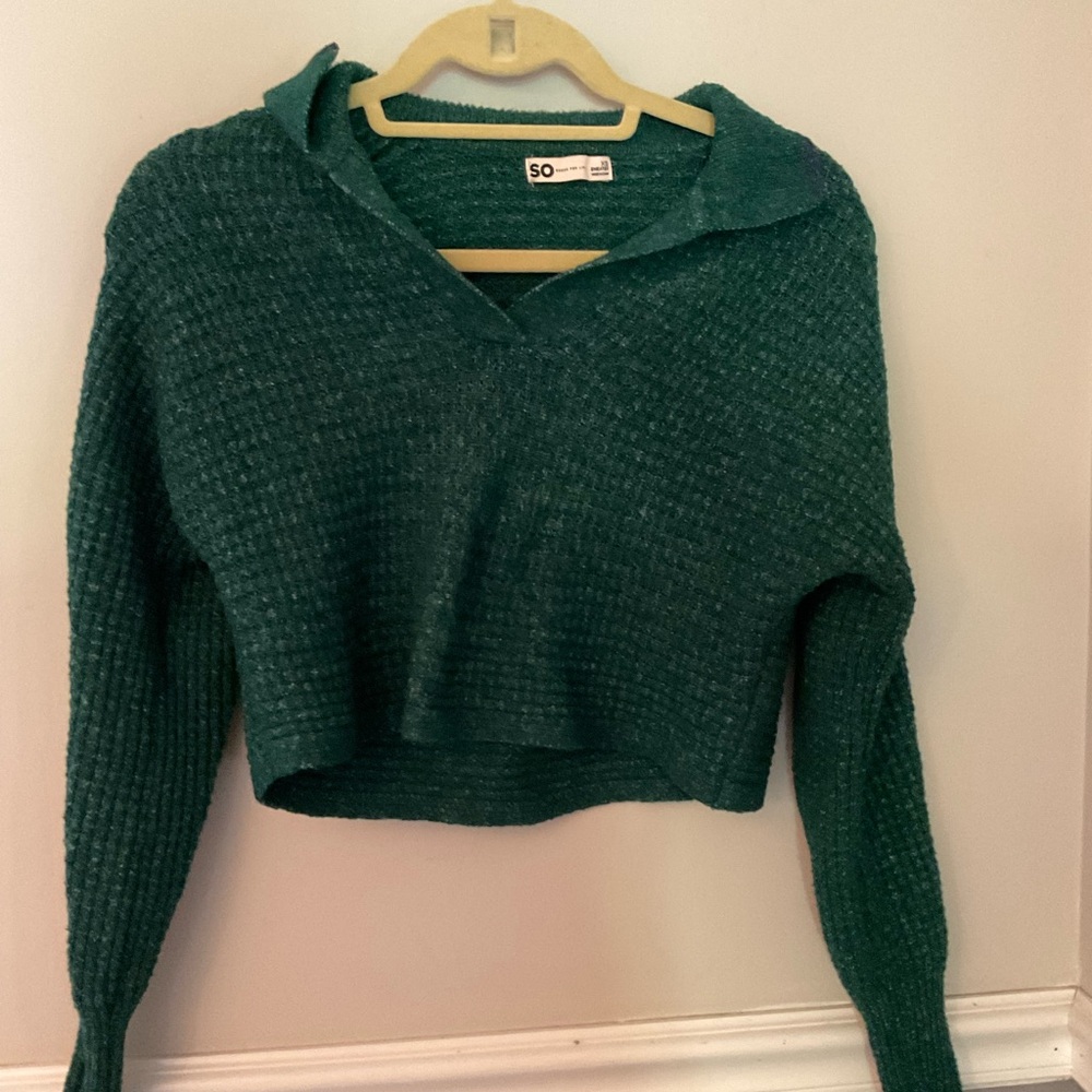 SO Women's Deep Green V-Neck Sweater